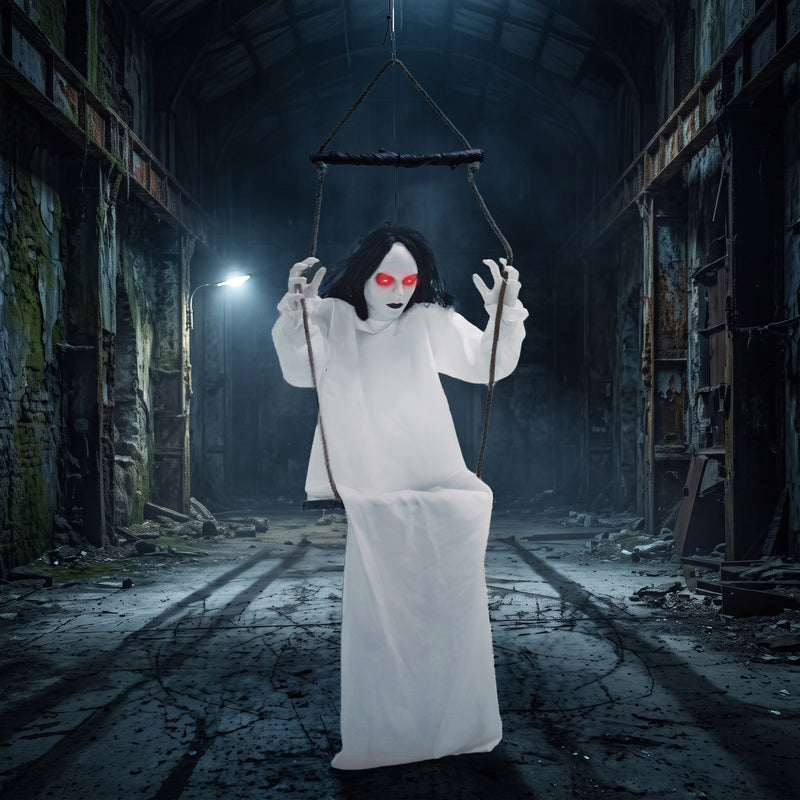 170cm Animated Hanging Swing Ghost with Glowing Eyes & Sound – image 2 of 9
