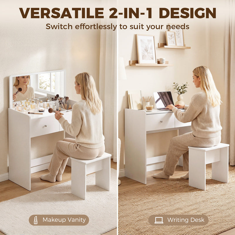Flip-top dressing table with stool – image 4