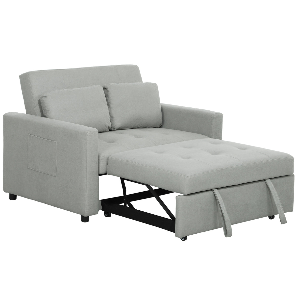120 cm 2-Seater Sofa Bed with 3-Position Back – Light Grey