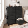 HOMCOM Chest of Drawers, Dresser with 10 Fabric Drawers, Tall Storage Unit with 4 Pockets and 2 Hooks Steel Frame, Black – view 9