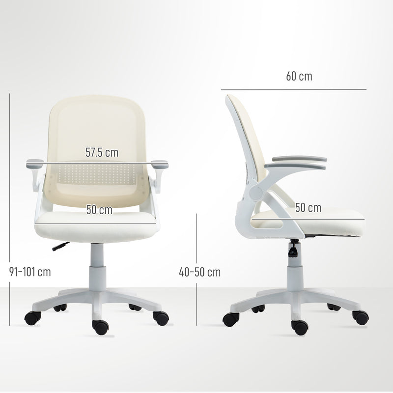 HOMCOM Breathable Mesh Office Chair, Ergonomic Swivel Computer Chair with Flip-up Armrests, Lumbar Back Support for – view 3