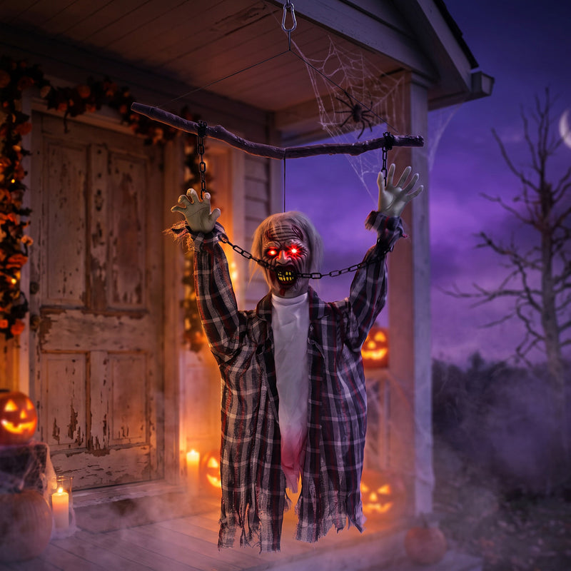 110cm Animated Hanging Zombie with Glowing Eyes & Sound – image 9 of 9
