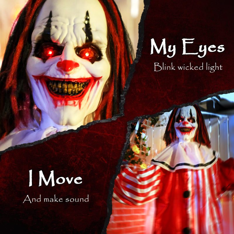 165cm Animated Clown with Glowing Eyes & Sound – image 4 of 9