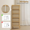 HOMCOM Chest of Drawers, 5 Fabric Drawers Narrow Dresser with Bamboo Frame, Cream White – view 8
