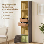 Bookcase with Drawers Adjustable Shelf Bookshelf with 2 Drawers and Cabinet 158 cm Grey