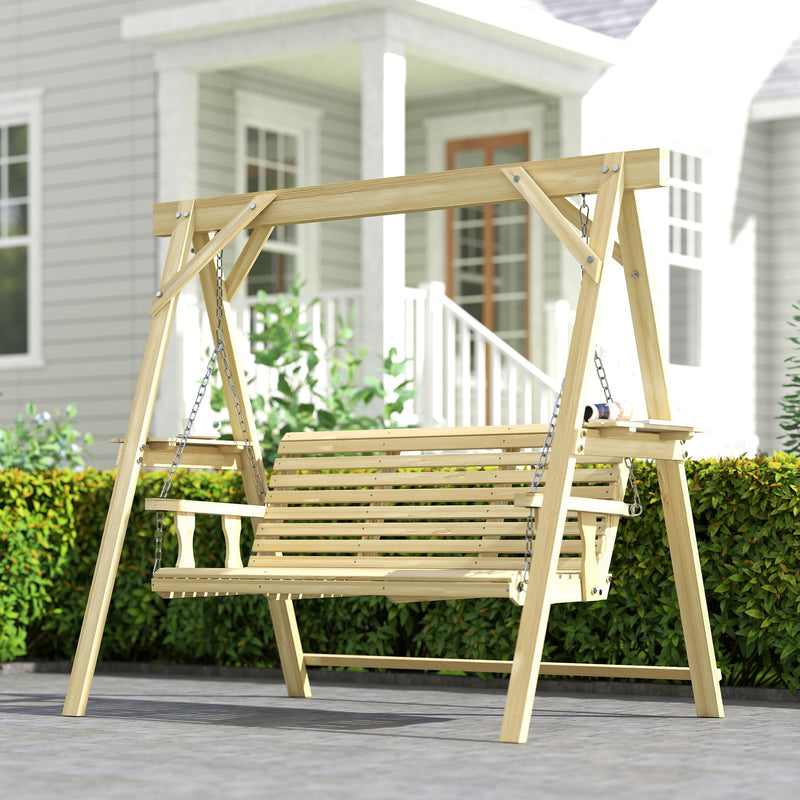 Wooden 3-seater swing bench – image 9