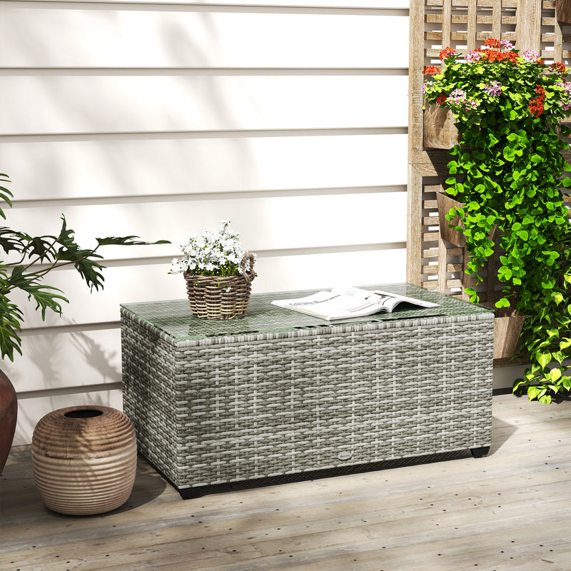 Light grey rattan coffee table – image 9