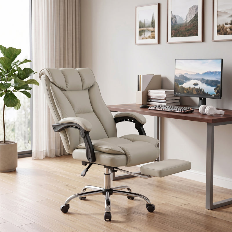 HOMCOM Pet-Friendly Faux Leather Computer Desk Chair, Executive Office Chair with Footrest and Double-Layer Padding – view 8