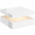 LED Coffee Table with Storage, 2-Tier Modern Centre Table with Open Shelf and Remote for Living Room, High Gloss White