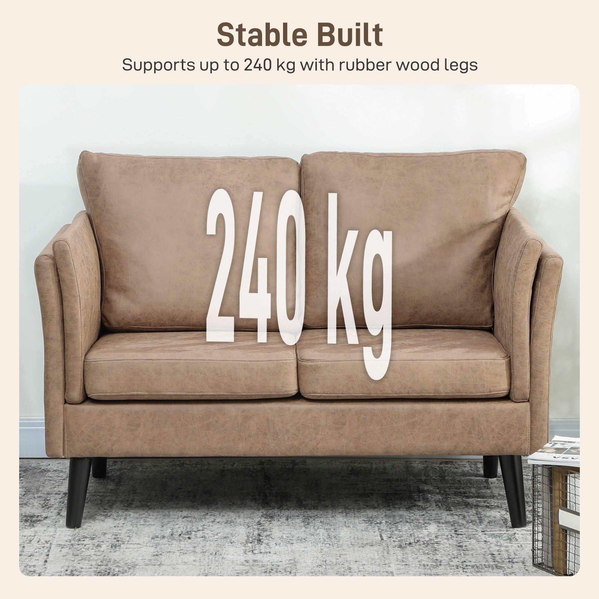 Two-Seater Leathaire Sofa - Light Brown