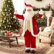 5ft Singing Santa beside a decorated Christmas tree