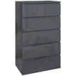Tall grey high gloss 5-drawer chest of drawers with handle-free fronts