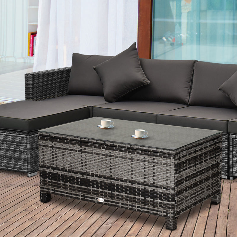 Mixed grey rattan coffee table – image 10