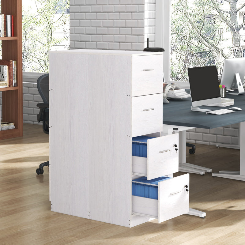 White 4-drawer lockable filing cabinet – image 7