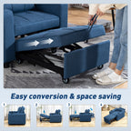 3-in-1 Single Sofa Bed, Convertible Sleeper Chair Bed - Dark Blue