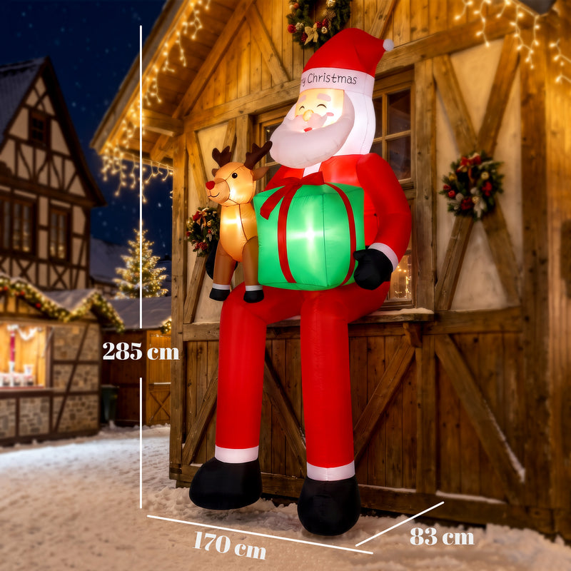Dimensions of the 9.3ft hanging Santa and reindeer Christmas inflatable