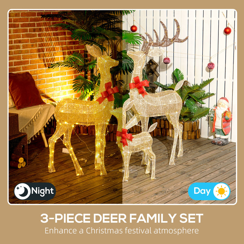 3-Piece Light-Up Reindeer Family shown in a festive display