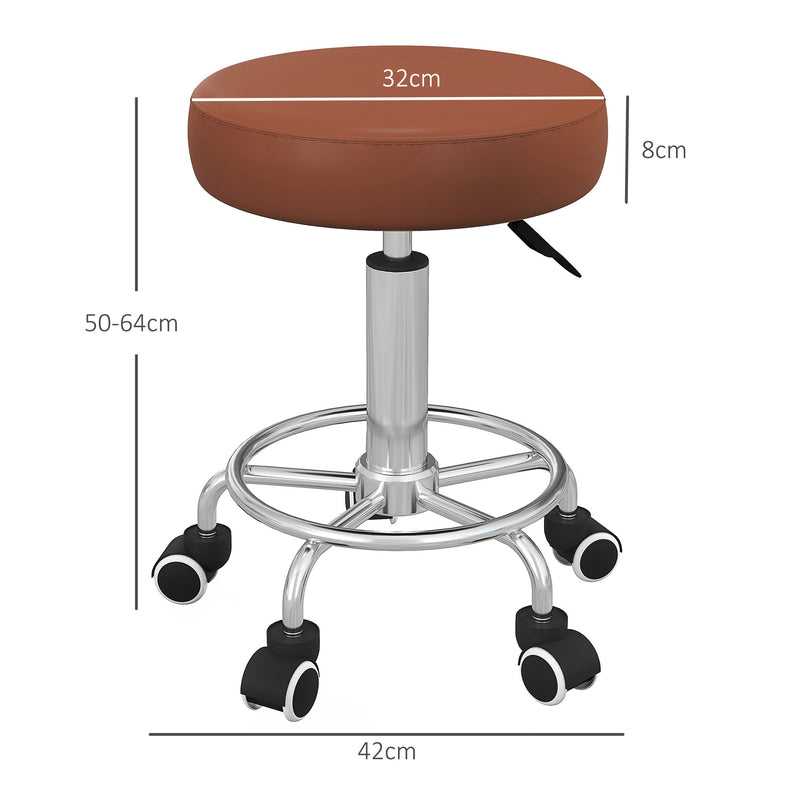Brown round rolling stool – image 3