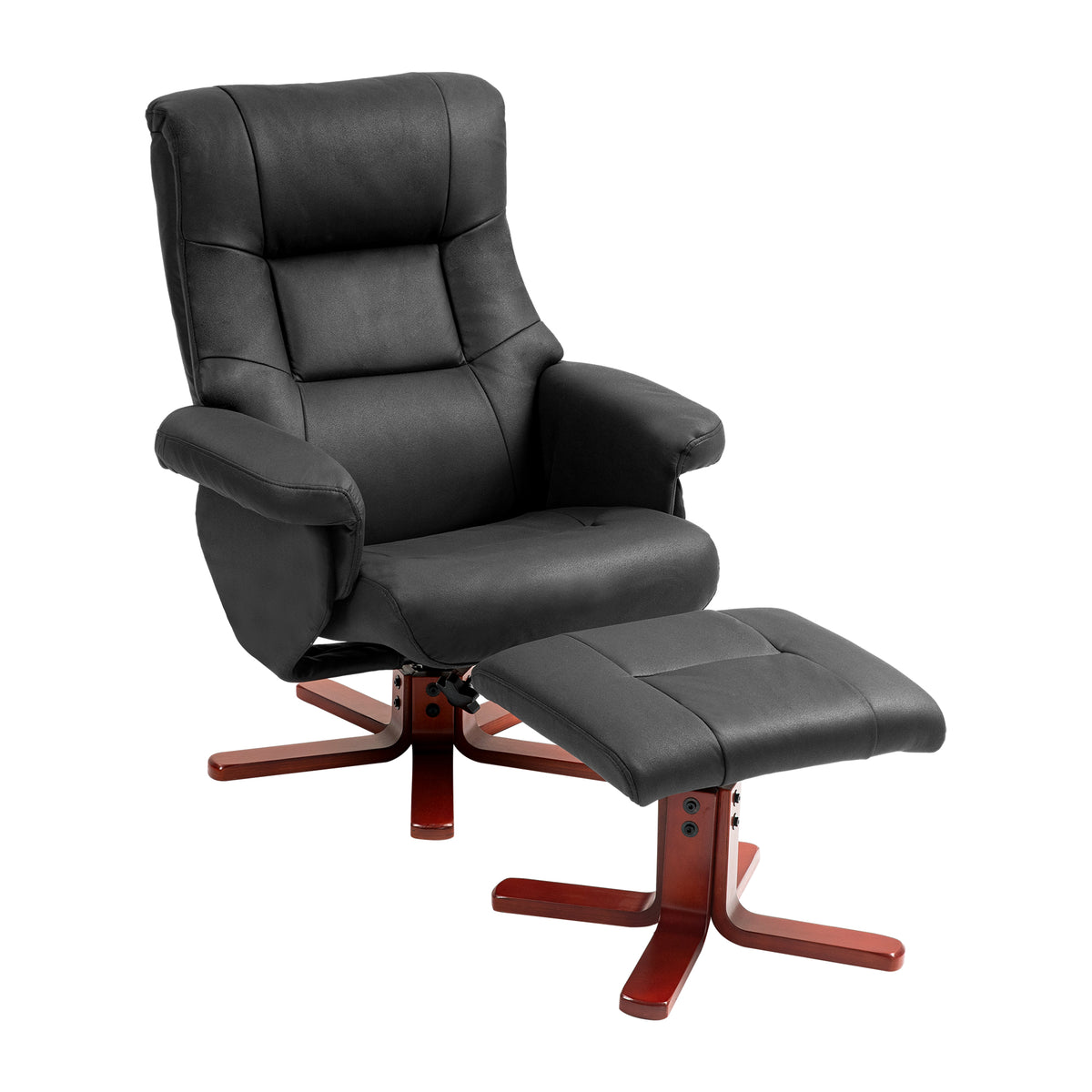 135° Microfibre Recliner & Footstool – Black