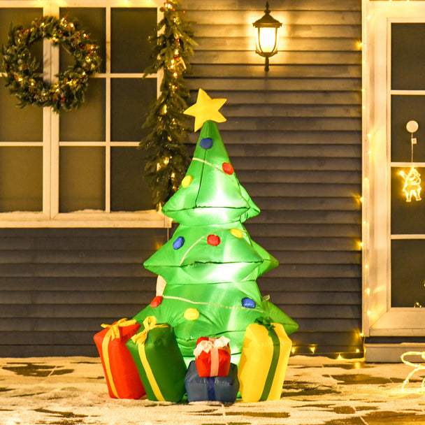 5ft Inflatable Christmas Tree displayed outside a decorated home