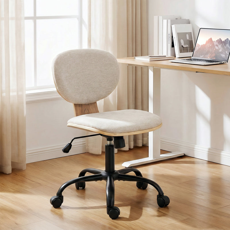 HOMCOM Home Office Desk Chair Rocking Function Ergonomic Swivel Chair with PU Wheels, Light Grey – view 8