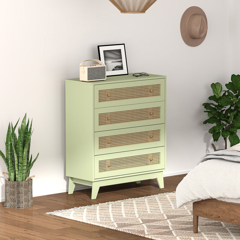 Green rattan 4-drawer chest – image 2