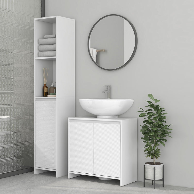 White textured under sink cabinet – image 10