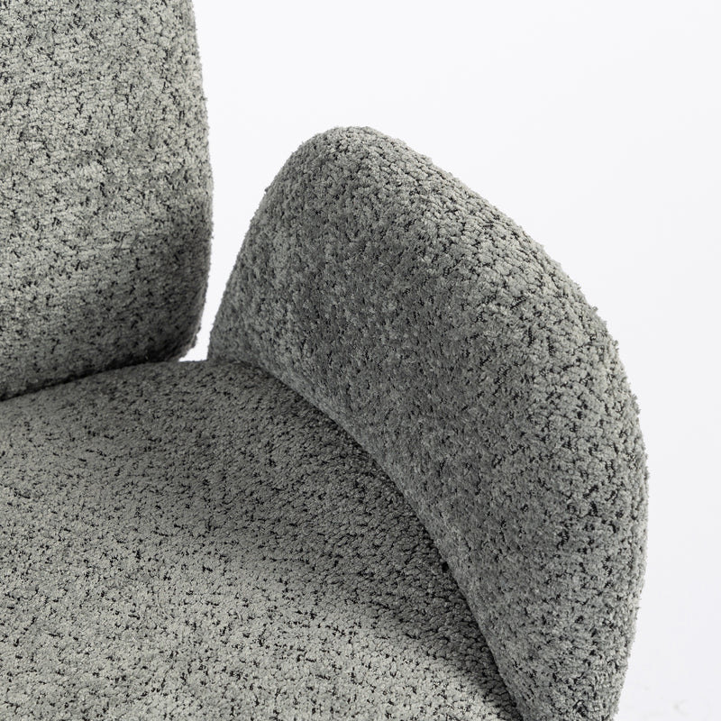 HOMCOM Office Chair with Adjustable Headrest, Spring Pack, Curved Line, Boucle Fabric - Charcoal Grey – view 9