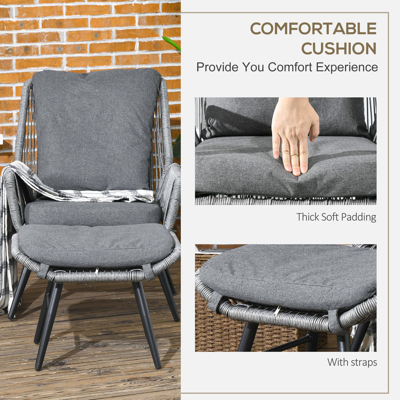 Rattan armchair and footstool set – image 5