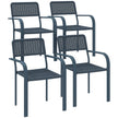 Outsunny Garden Chairs Set of 4, Stackable Rattan Effect Dining Chairs with Armrest, Weather Resistant and Lightweight – view 10