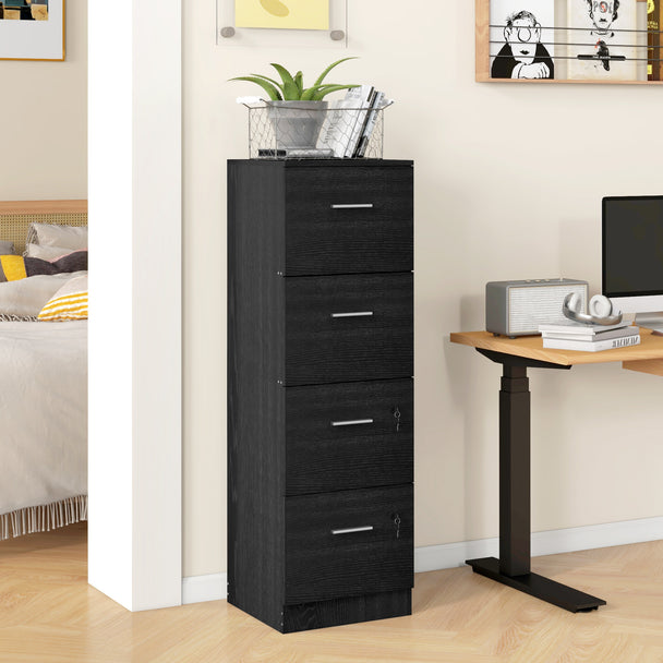 Black 4-drawer lockable filing cabinet – image 2
