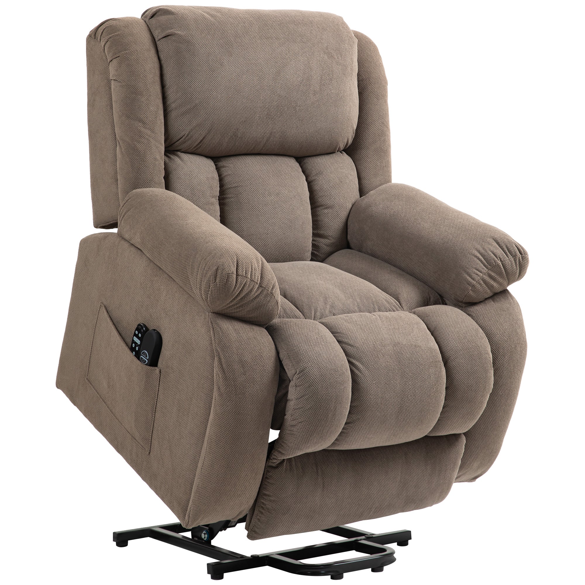 Riser Recliner Armchair with 8 Vibration Massage and Lumbar Heater, Wide Seat, USB Port, Light Brown