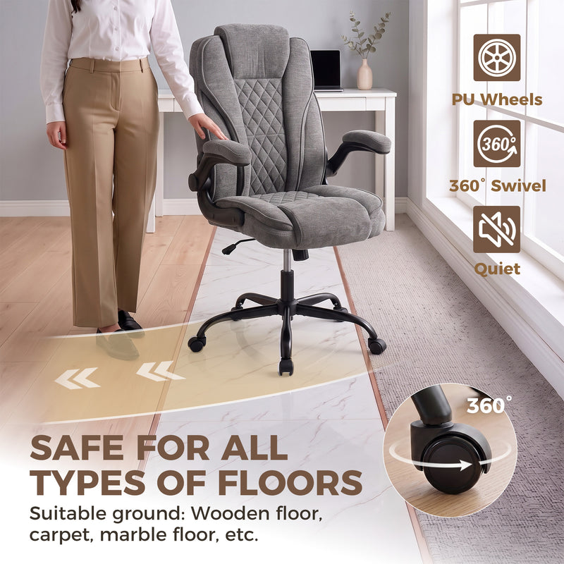 HOMCOM Office Chair, Ergonomic Desk Chair with Flip-up Armrest, Pocket Springs, Swivel Wheels, Adjustable Height, Dark – view 7