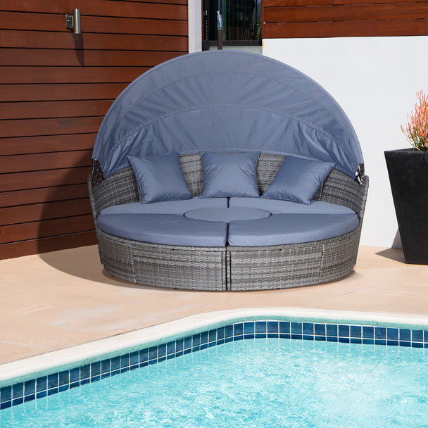 Round rattan daybed with canopy – image 2