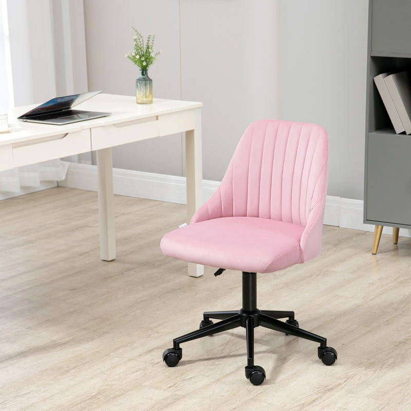 Vinsetto Velvet-Feel Armless Office Chair - Pink – view 2