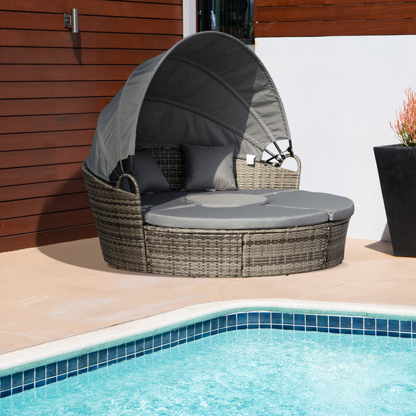 Round rattan daybed set – image 2