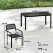 Outsunny Garden Dining Set for 6, Faux Wood Metal Outdoor Table and Stackable Chairs with Plastic Rattan Effect Seat – view 3