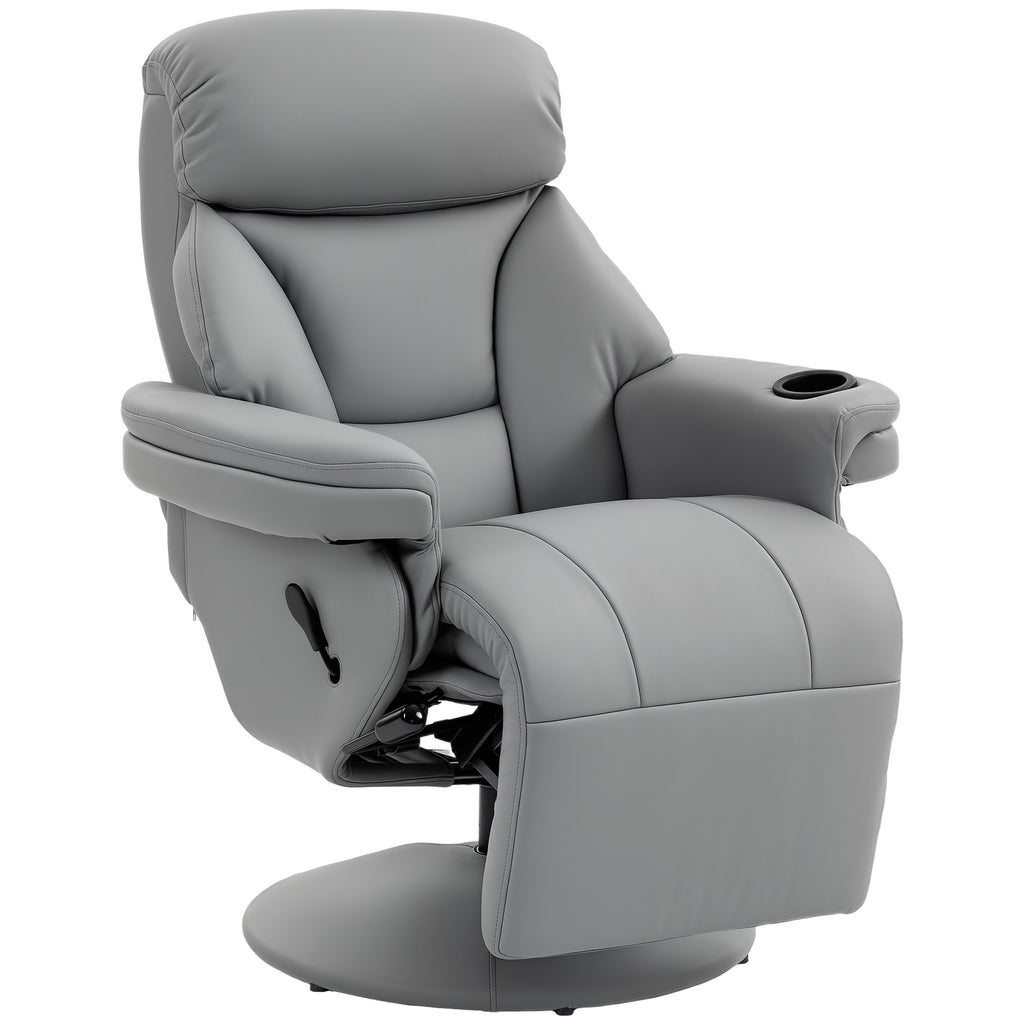 Upholstered Reclining Armchair, Manual Recliner Chair with Footrest and Adjustable Backrest, Grey