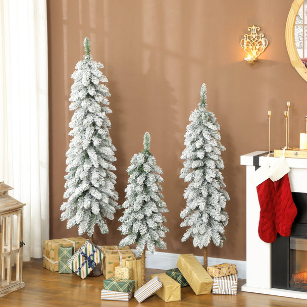 Set of 3 flocked pencil Christmas trees – image 2