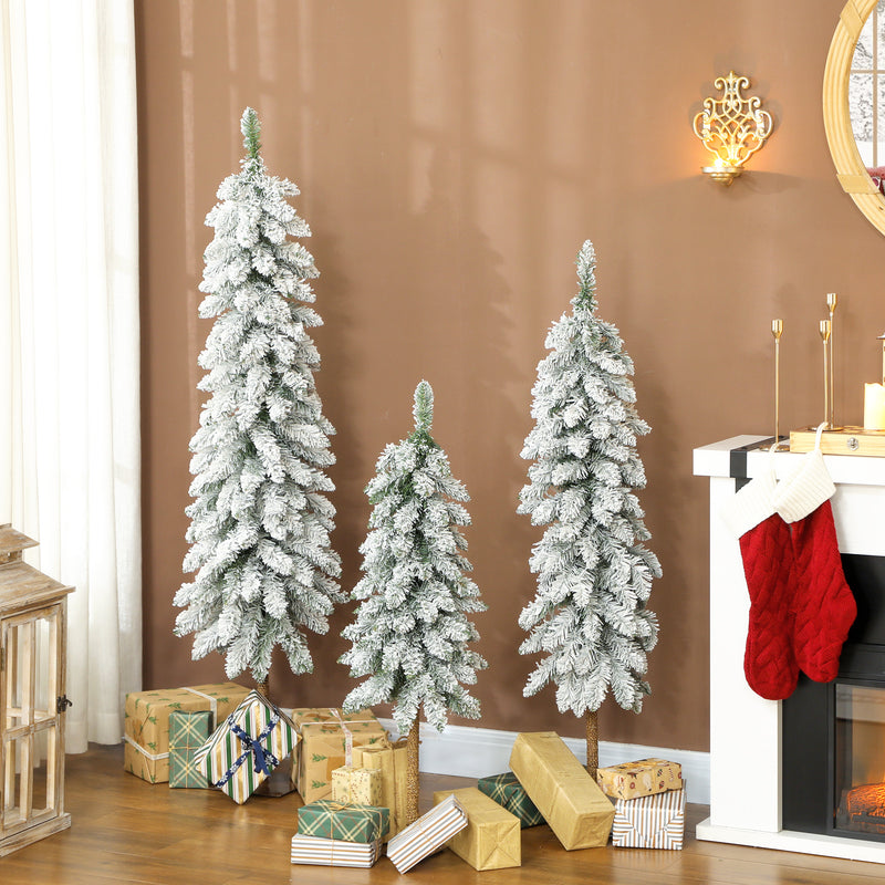 Set of 3 flocked pencil Christmas trees – image 2