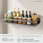 Wall-Mounted Kitchen Rack | Aluminium Storage Shelf with Hooks