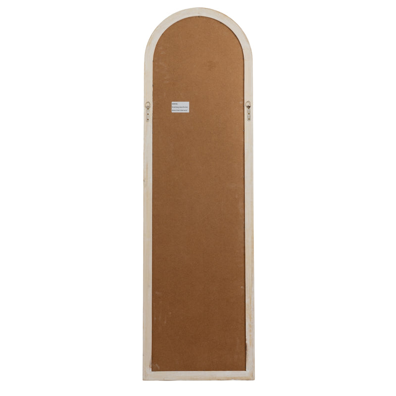 Washed Wood Tall Arched Window Mirror – 170cm, back of the mirror showing the hanging fixing