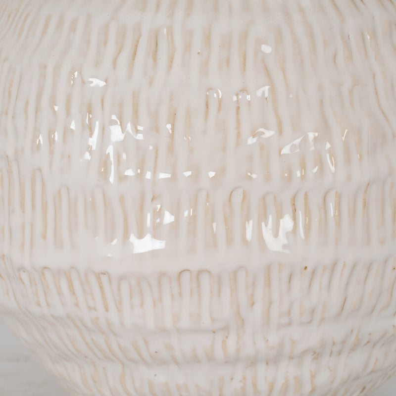 Close-up of the textured cream glaze