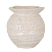 Wavy rim medium round cream vase, front view
