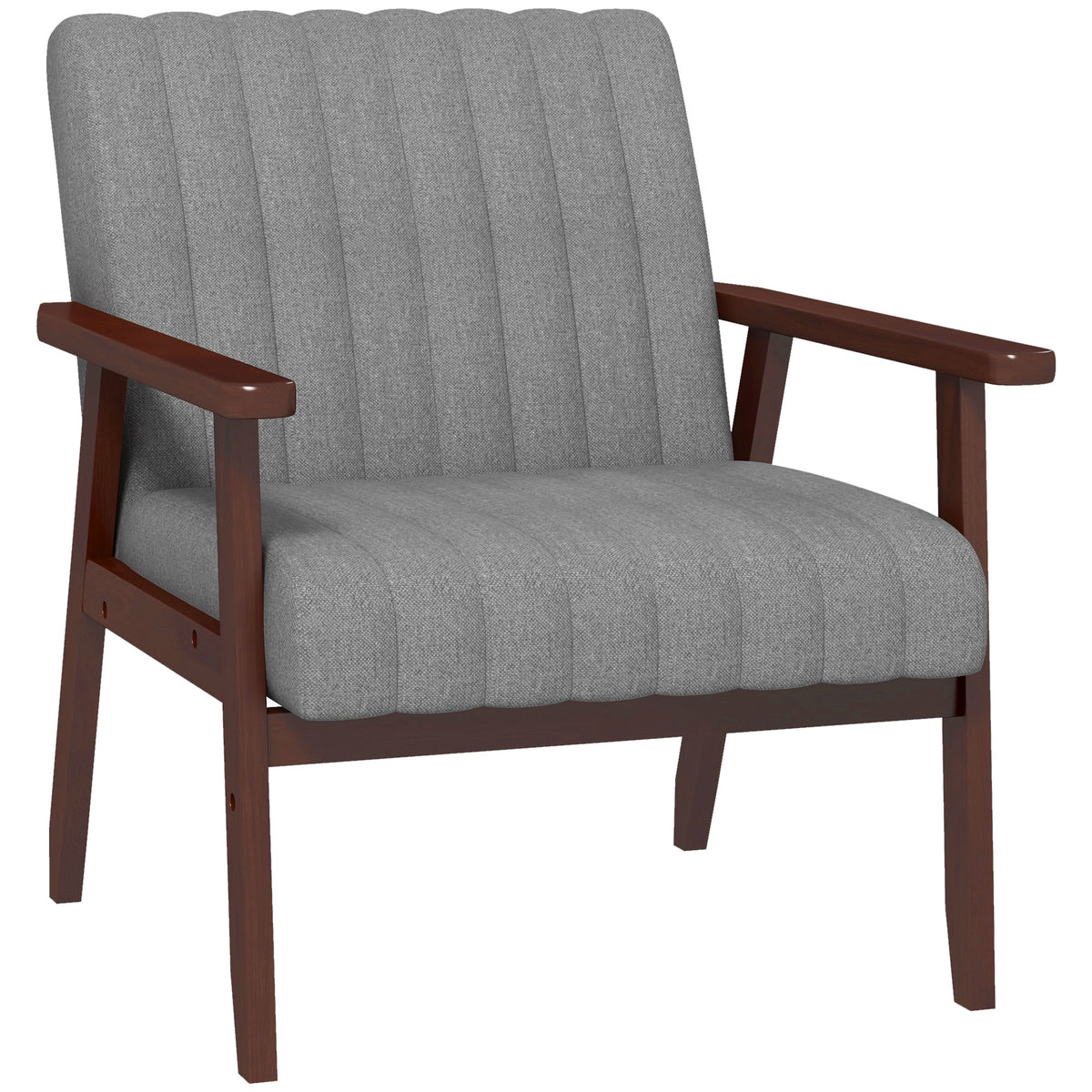 Mid-Century Accent Chair with Wooden Legs – Grey