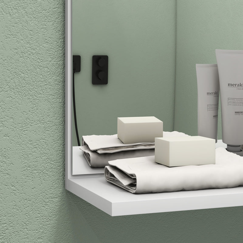 White bamboo panel bathroom mirror – image 9
