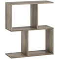 Side Table, Narrow End Table with Storage Shelves, S-Shaped, 3-Tier, 50W x 19.5D x 58H cm, Grey