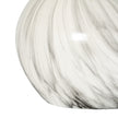 Close-up of the white and grey marbled glaze