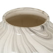 Looking into the marble effect planter's wide opening