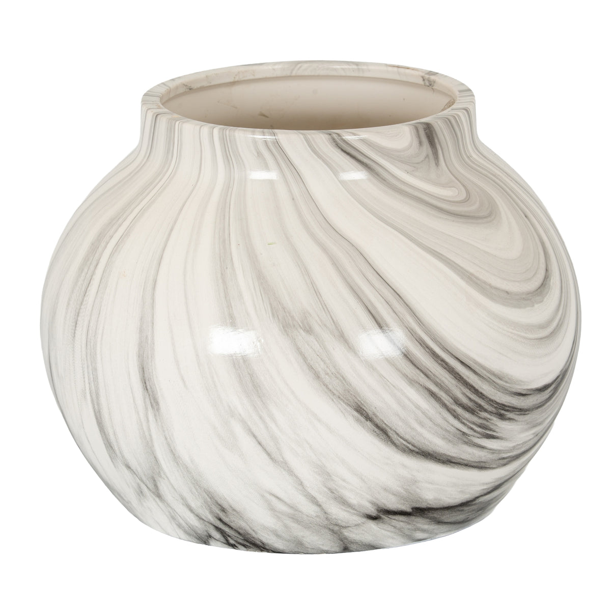 White and grey marble effect ceramic planter